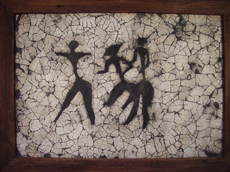 картинка кракле Танец ручная авторская работа сувенир подарок наскальный рисунок